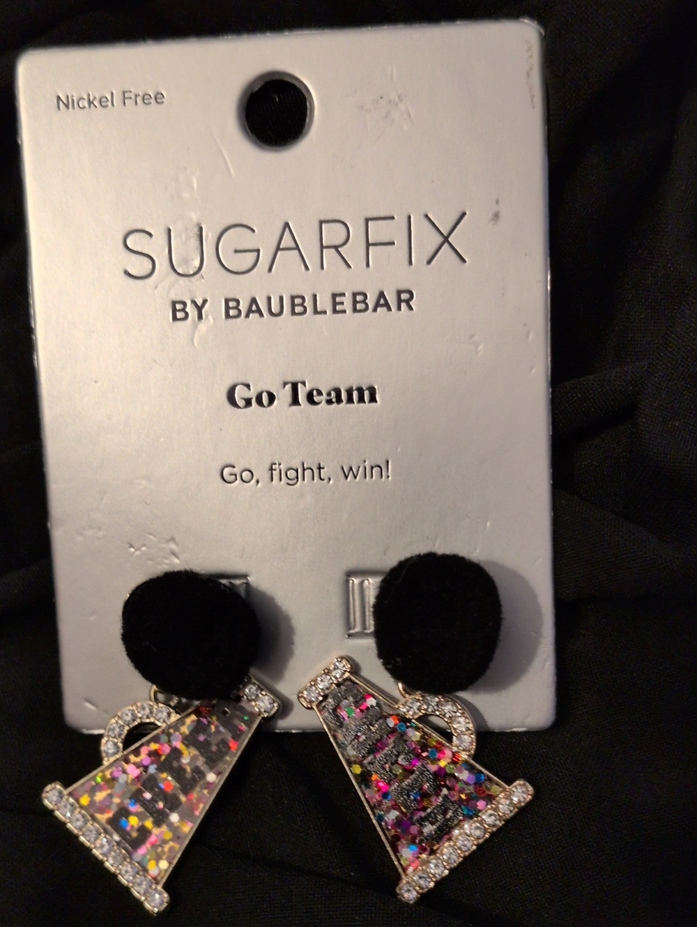 Sugarfix by BaubleBar Black & Multicolor Pom-Pom Megaphone Earrings
